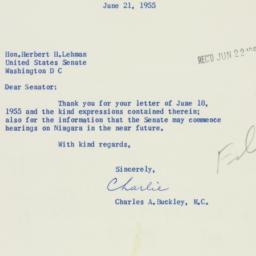 Letter: 1955 June 21