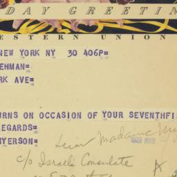 Telegram: 1953 March 30