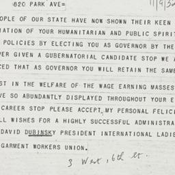 Telegram: 1932 November 9