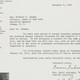Letter: 1940 November 8