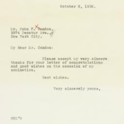 Letter: 1936 October 8