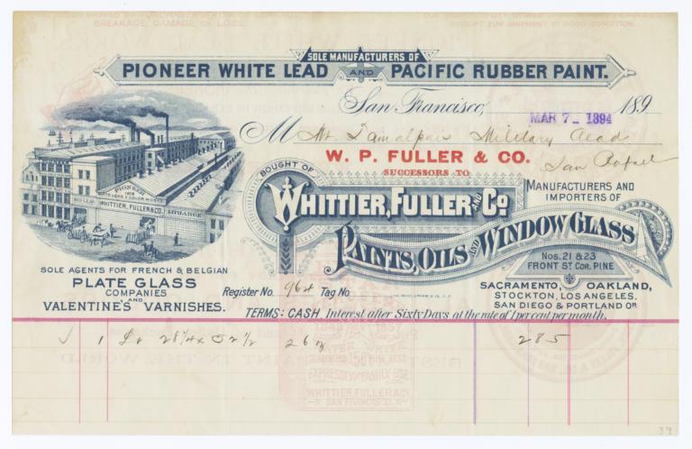 Whittier, Fuller & Co.. Bill - Recto