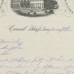 Union Pacific Hotel. Letter