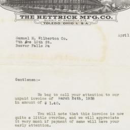 Hettrick Mfg. Co.. Letter