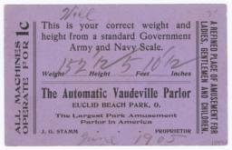 Automatic Vaudville Parlor. Card stock - Verso