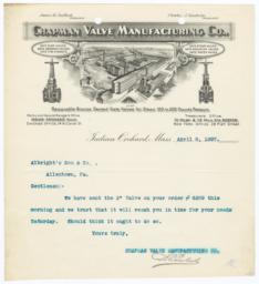 Chapman Valve Manufacturing Co.. Letter - Recto