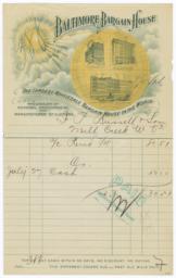 Baltimore Bargain House. Bill - Recto