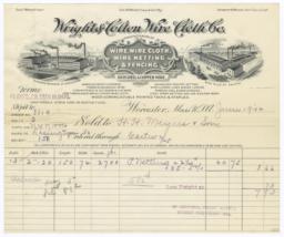 Wright & Colton Wire Cloth Co.. Bill - Recto