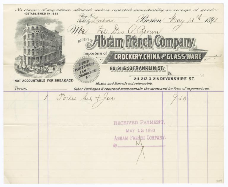 Abram French Company. Bill - Recto