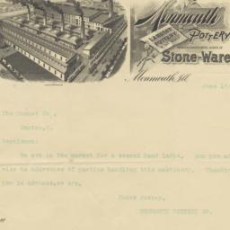 Monmouth Pottery Co.. Letter