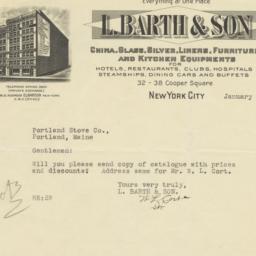 L. Barth & Son. Letter