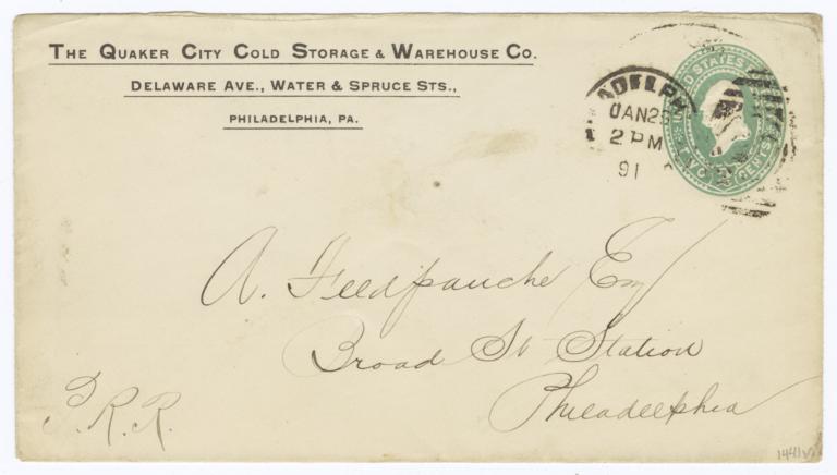 Quaker City Cold Storage & Warehouse Co.. Envelope - Verso