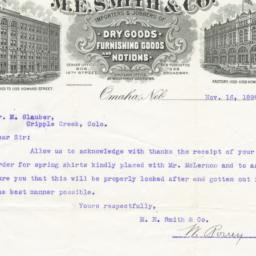 M. E. Smith & Co.. Letter