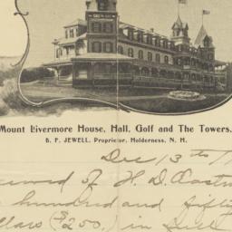 Mount Livermore House. Letter