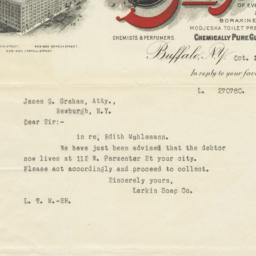 Larkin Soap Company. Letter