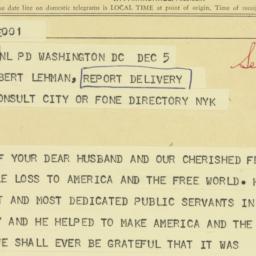 Telegram: 1963 December 6
