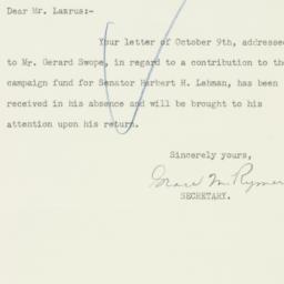 Letter: 1950 October 11