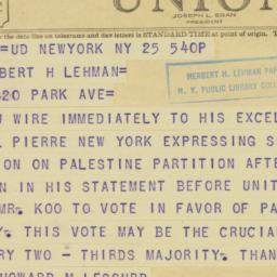 Telegram: 1947 November 25