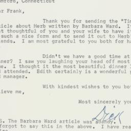 Letter: 1958 May 13