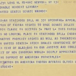 Telegram: 1950 September 13