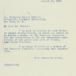 Letter: 1934 August 29
