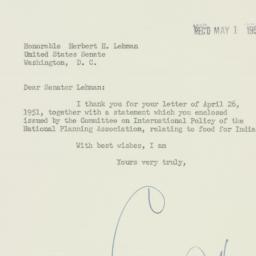 Letter: 1951 April 30