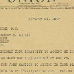 Telegram: 1947 January 24