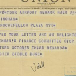 Telegram: 1949 September 25