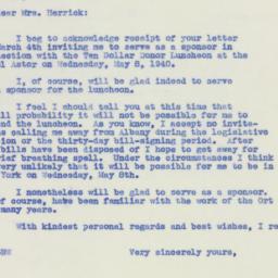Letter: 1940 March 6