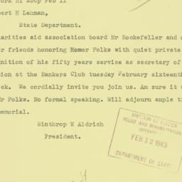 Telegram: 1943 February 12