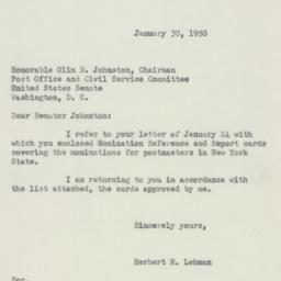 Letter: 1950 January 30