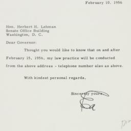 Letter: 1956 February 10