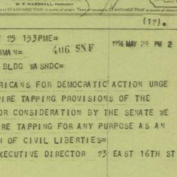 Telegram: 1956 May 25