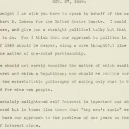 Press Release: 1949 October 28