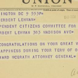 Telegram: 1949 November 9