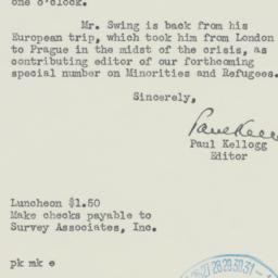 Letter: 1938 October 18