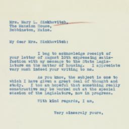 Letter: 1933 August 14