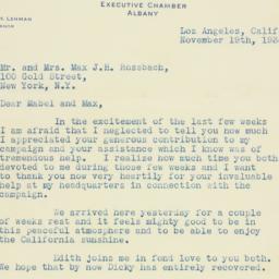Letter: 1938 November 19