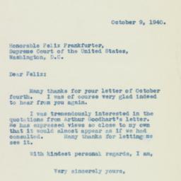 Letter: 1940 October 9