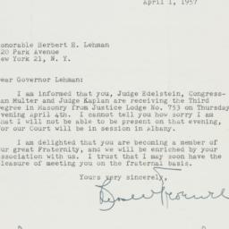Letter: 1957 April 1