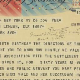 Telegram: 1958 March 26