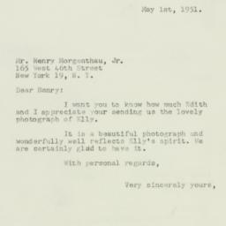 Letter: 1951 May 1
