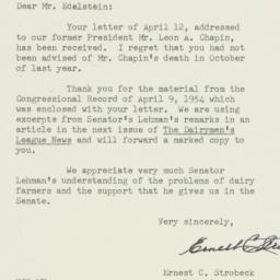 Letter: 1954 April 22
