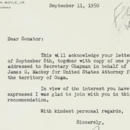 Letter: 1950 September 11