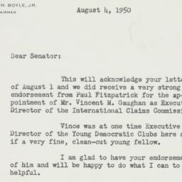 Letter: 1950 August 4