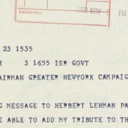 Telegram: 1958 November 3