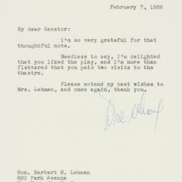 Letter: 1958 February 7