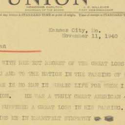 Telegram: 1940 November 11