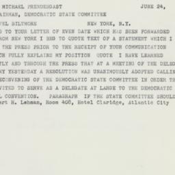 Telegram: 1960 June 24