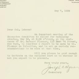 Letter: 1926 May 7